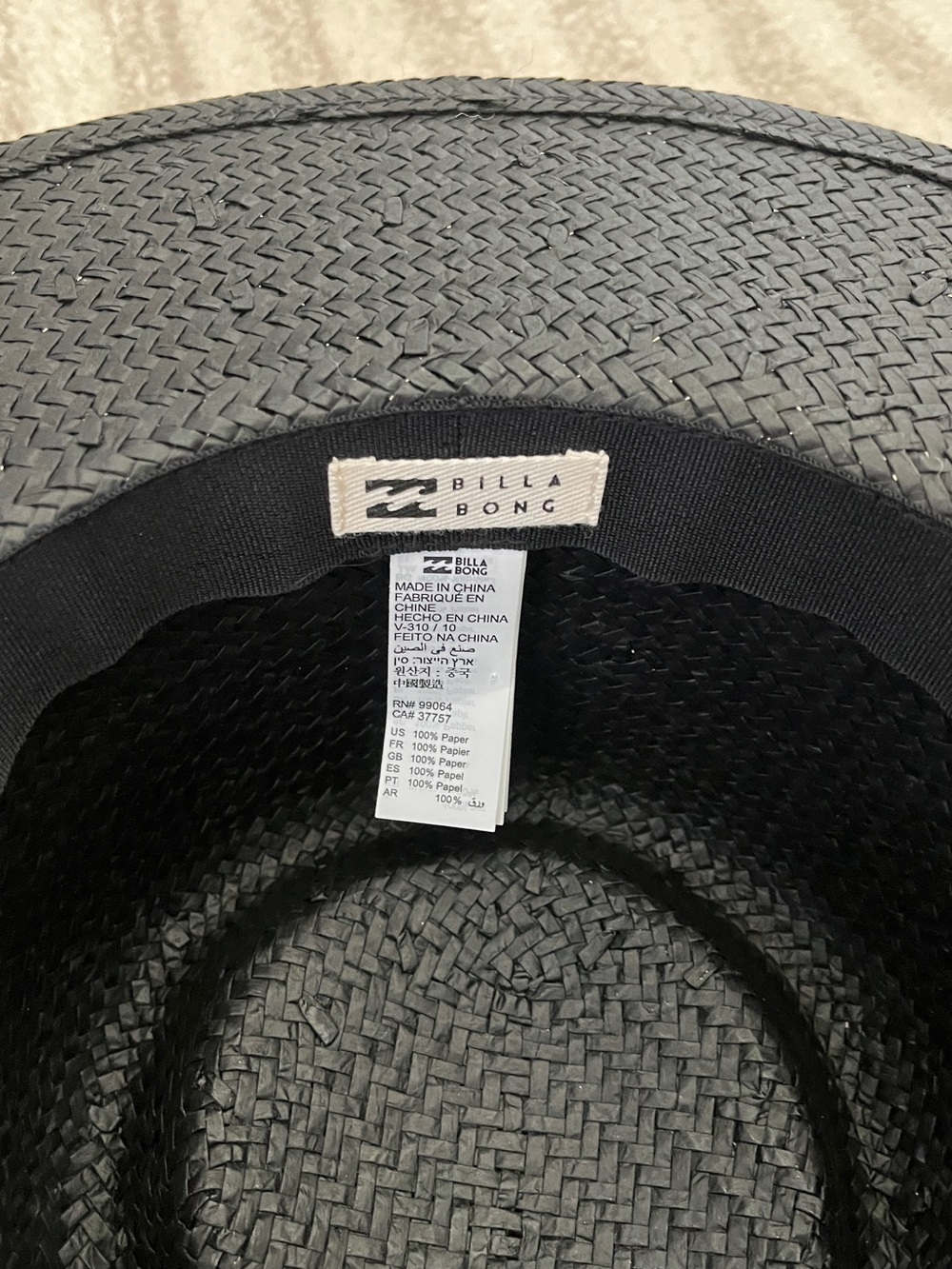 Billabong Desert Palms Black Woven Hat - Picture 9 of 9